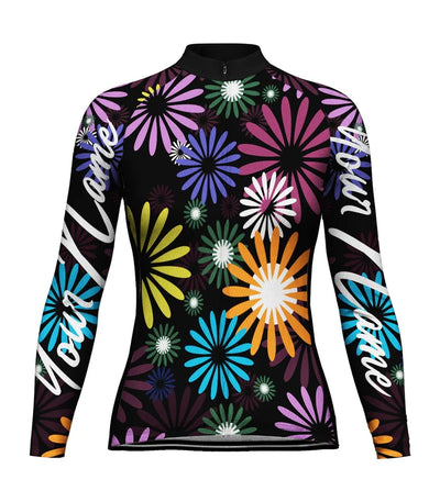 Personalize Colorful Women's Winter Thermal Fleece Cycling Jersey Long Sleeve