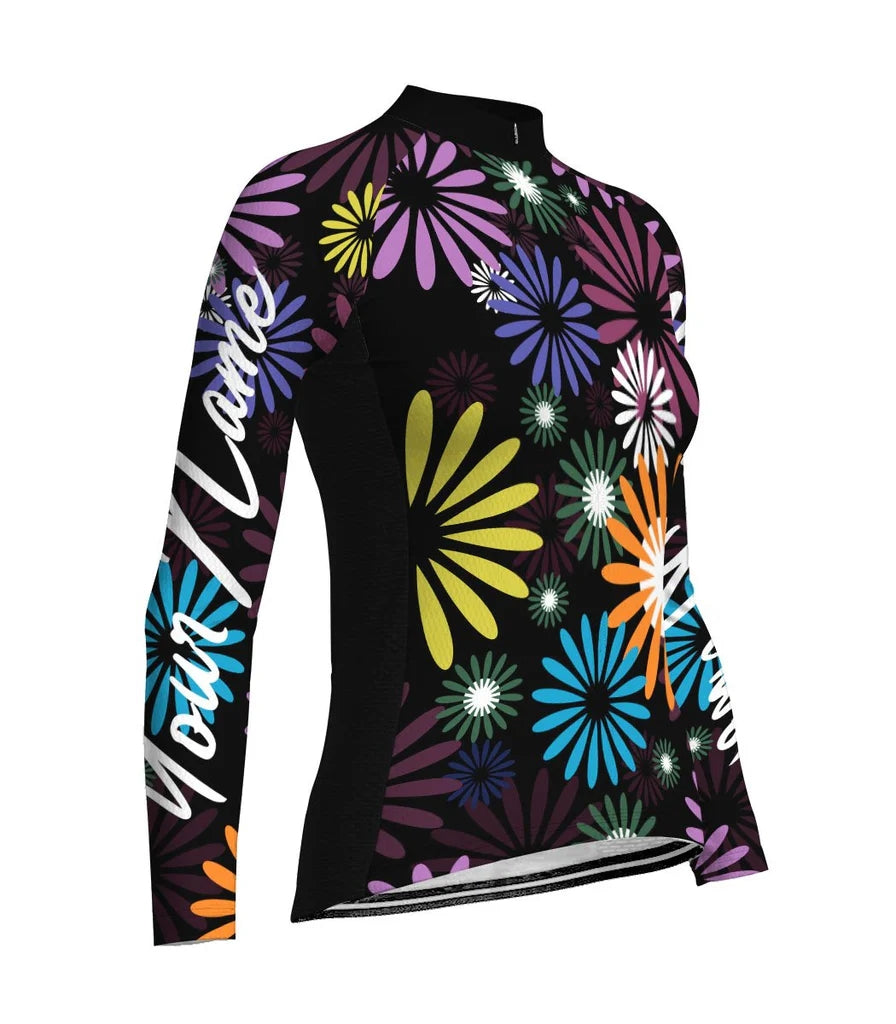 Personalize Colorful Women's Winter Thermal Fleece Cycling Jersey Long Sleeve
