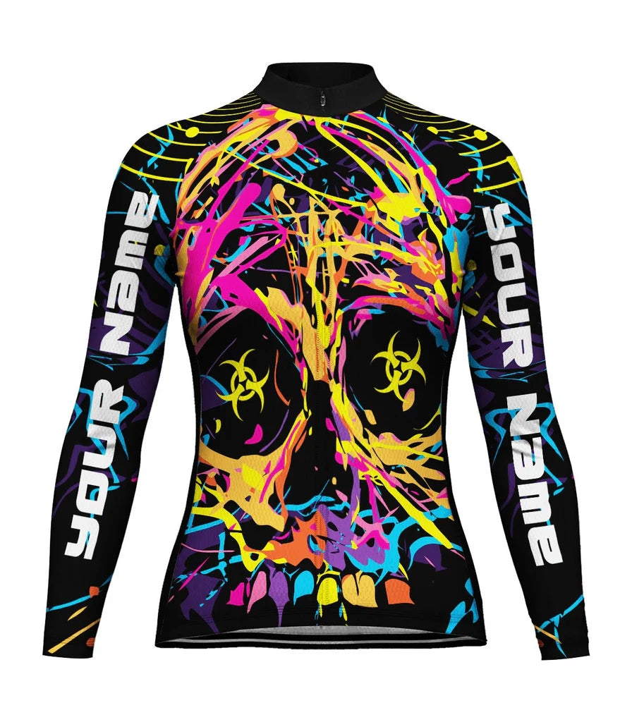 Personalize Colorful Women's Winter Thermal Fleece Cycling Jersey Long Sleeve