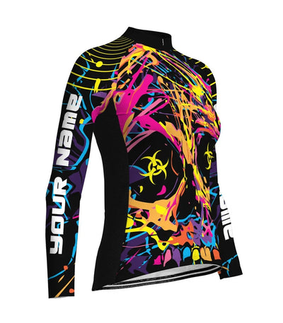 Personalize Colorful Women's Winter Thermal Fleece Cycling Jersey Long Sleeve