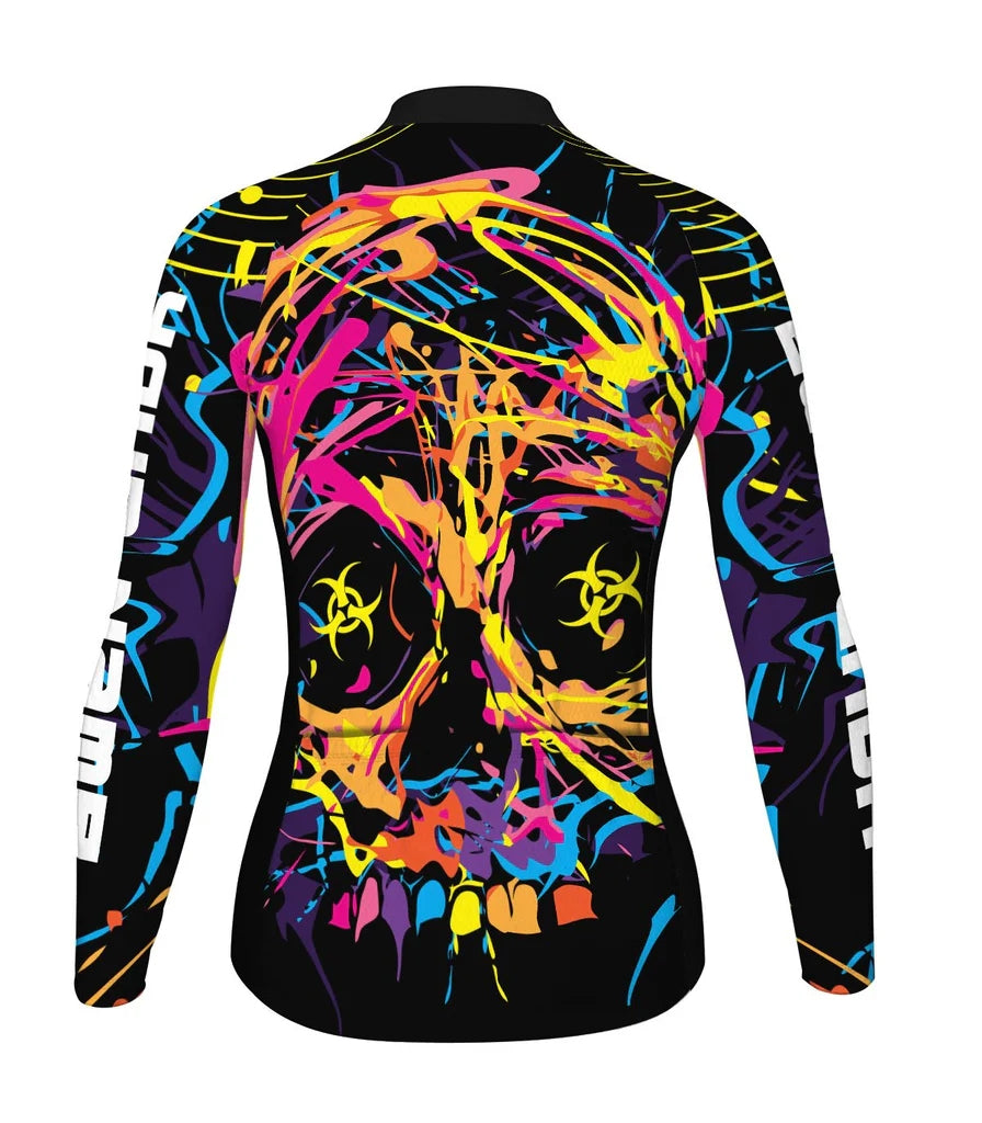 Personalize Colorful Women's Winter Thermal Fleece Cycling Jersey Long Sleeve