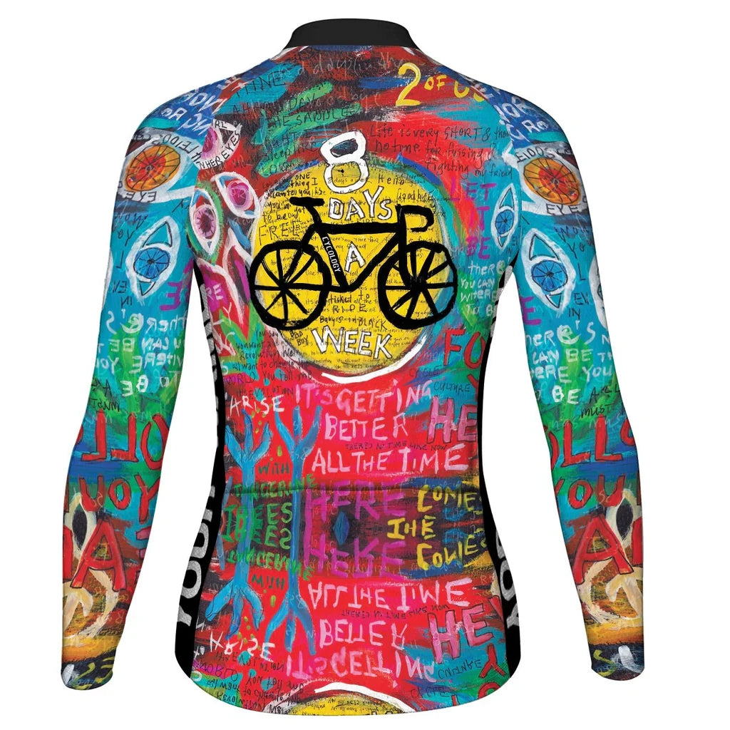 Personalize Colorful Women's Winter Thermal Fleece Cycling Jersey Long Sleeve