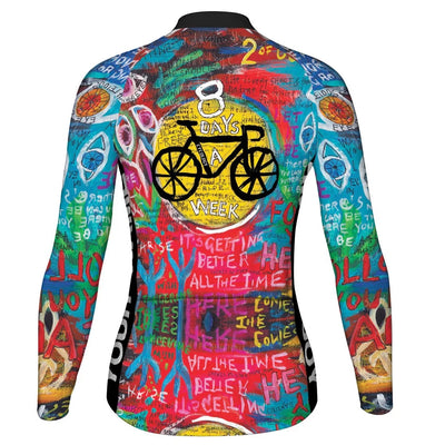 Personalize Colorful Women's Winter Thermal Fleece Cycling Jersey Long Sleeve