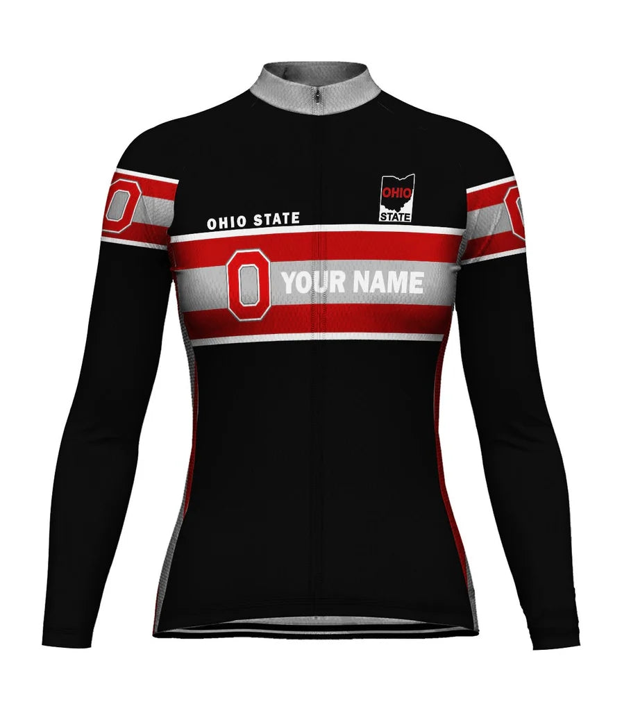 Customize Ohio Women's Winter Thermal Fleece Cycling Jersey Long Sleeve
