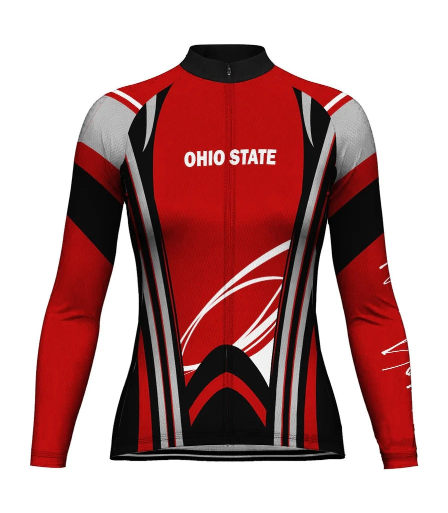 Customize Ohio Women's Winter Thermal Fleece Cycling Jersey Long Sleeve