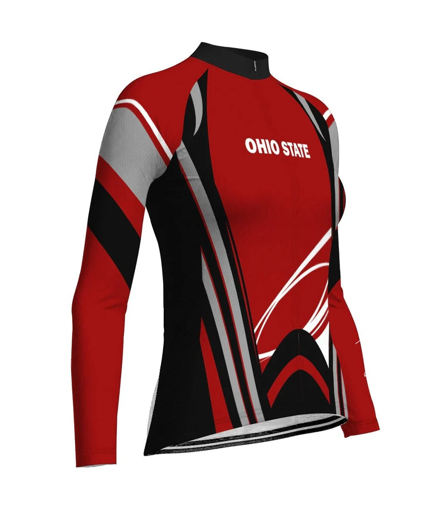 Customize Ohio Women's Winter Thermal Fleece Cycling Jersey Long Sleeve