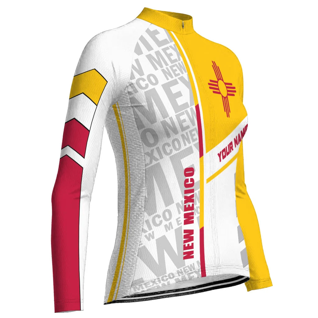 Personalized New Mexico Women's Winter Thermal Fleece Cycling Jersey Long Sleeve