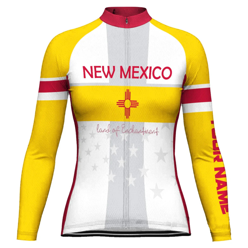 Personalized New Mexico Women's Winter Thermal Fleece Cycling Jersey Long Sleeve