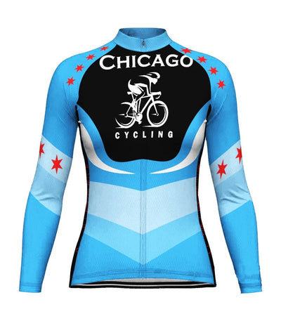 Customized Chicago Women's Thermal Fleece Cycling Jersey Long Sleeve