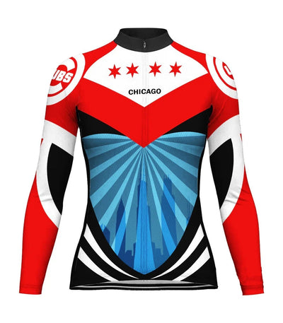 Customized Chicago Women's Thermal Fleece Cycling Jersey Long Sleeve