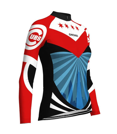 Customized Chicago Women's Thermal Fleece Cycling Jersey Long Sleeve