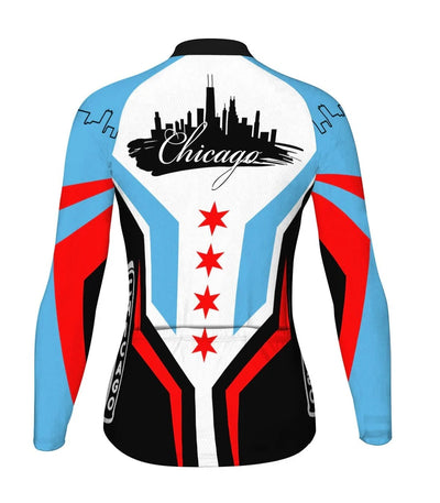 Customized Chicago Women's Thermal Fleece Cycling Jersey Long Sleeve