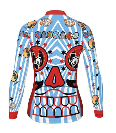 Customized Chicago Women's Thermal Fleece Cycling Jersey Long Sleeve