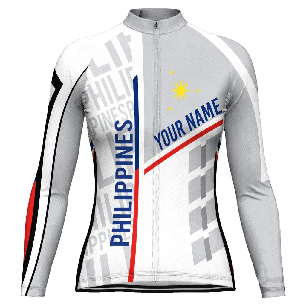 Customized Philippines Women's Thermal Fleece Cycling Jersey Long Sleeve