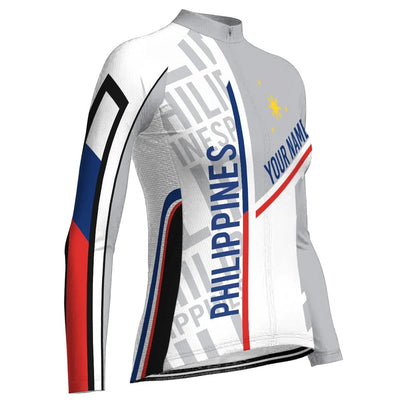 Customized Philippines Women's Thermal Fleece Cycling Jersey Long Sleeve