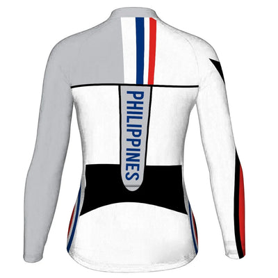 Customized Philippines Women's Thermal Fleece Cycling Jersey Long Sleeve