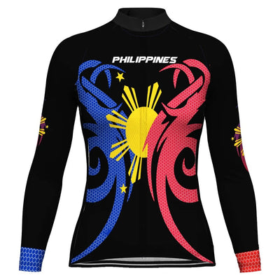 Customized Philippines Women's Thermal Fleece Cycling Jersey Long Sleeve