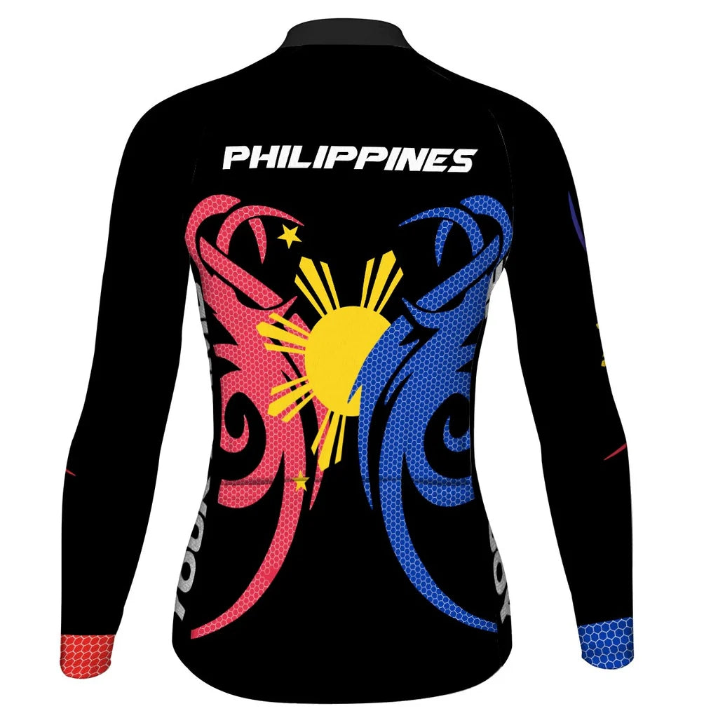 Customized Philippines Women's Thermal Fleece Cycling Jersey Long Sleeve