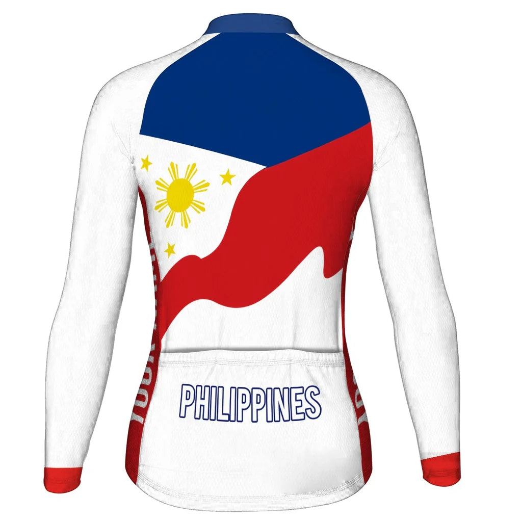 Customized Philippines Women's Thermal Fleece Cycling Jersey Long Sleeve