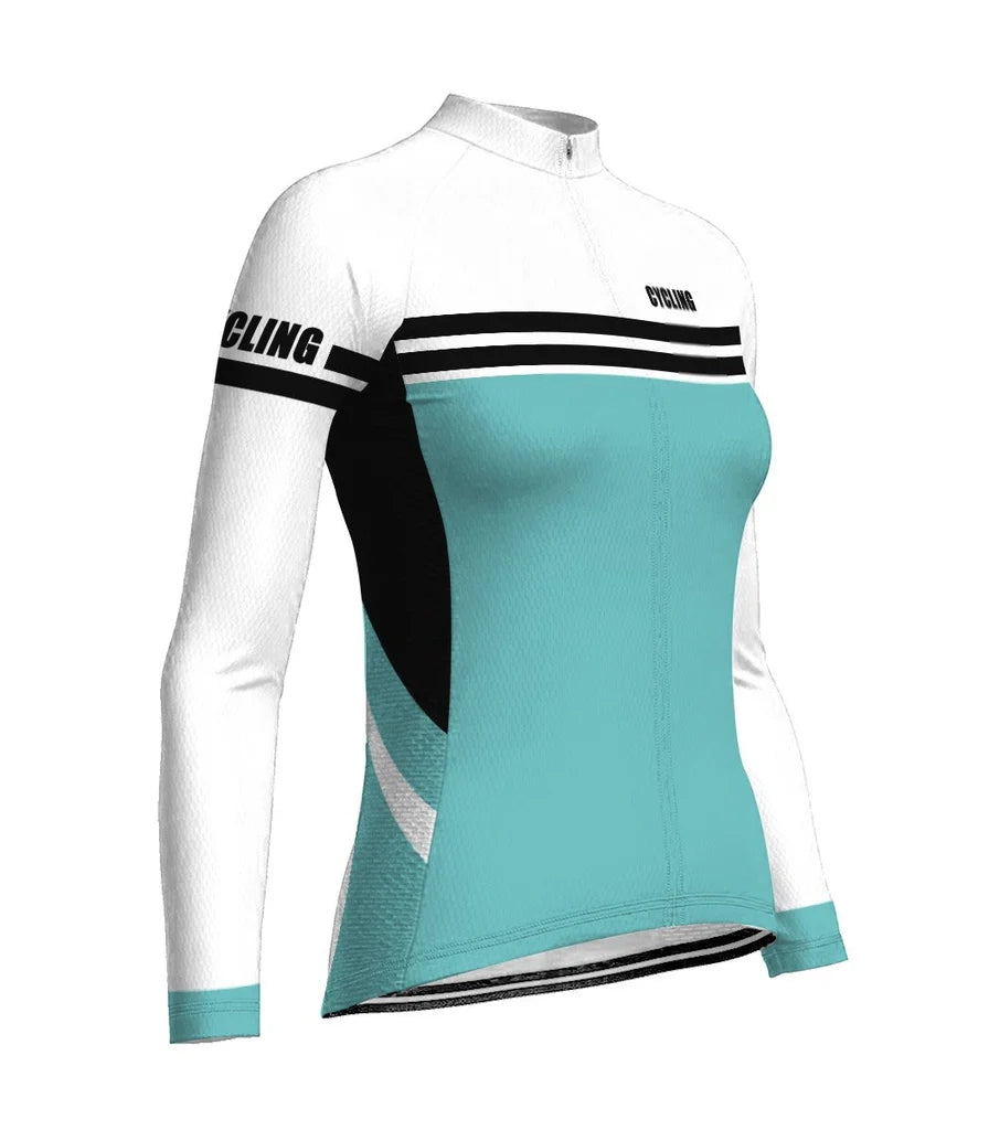 Customized Outfit Women's Thermal Fleece Cycling Jersey Long Sleeve