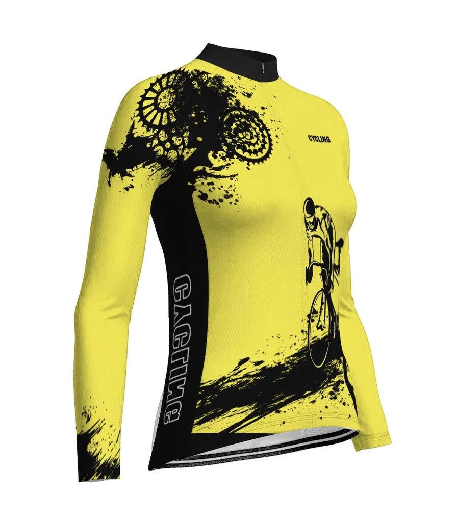 Customized Outfit Women's Thermal Fleece Cycling Jersey Long Sleeve