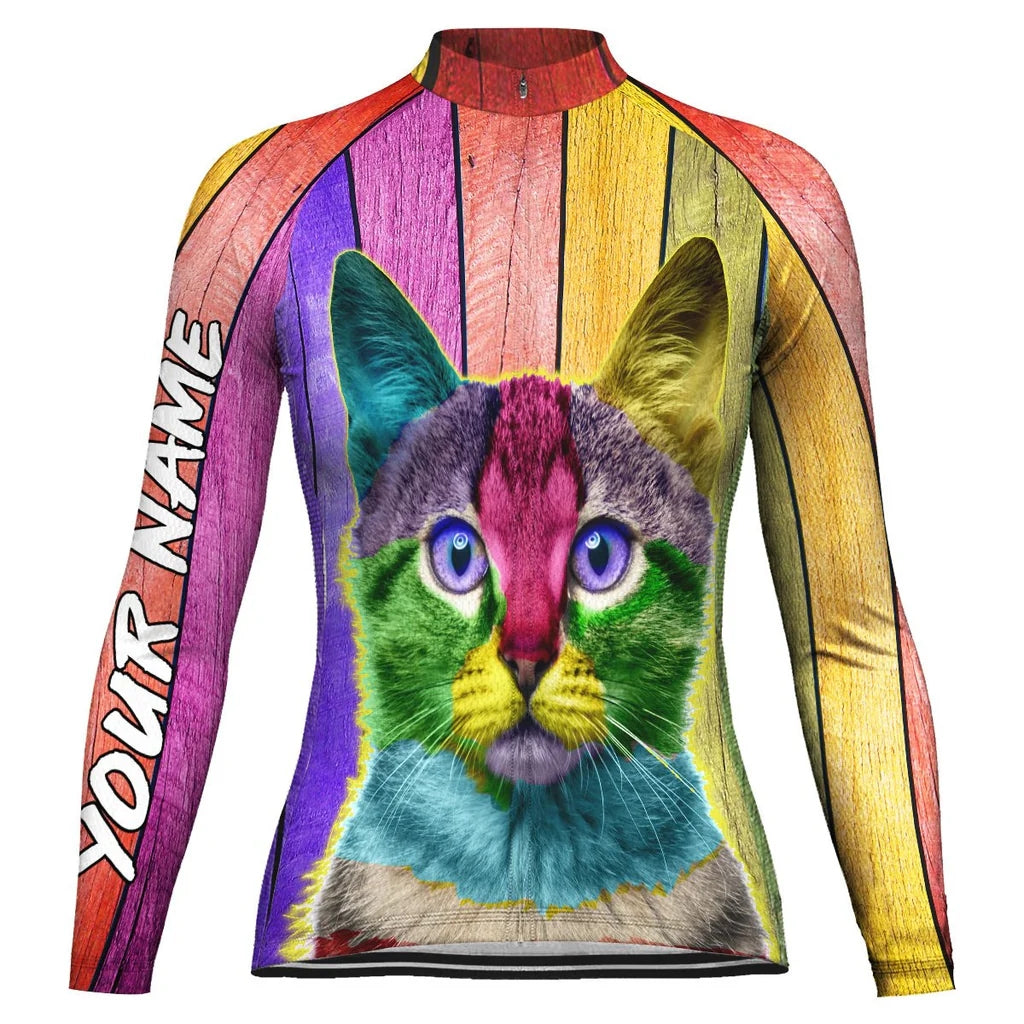 Customized Cat Women's Thermal Fleece Cycling Jersey Long Sleeve