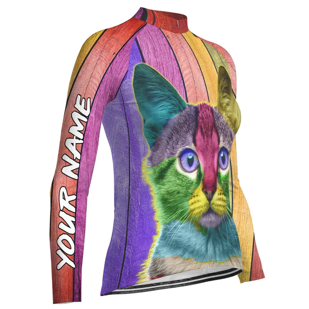 Customized Cat Women's Thermal Fleece Cycling Jersey Long Sleeve