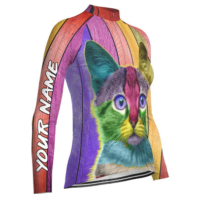 Customized Cat Women's Thermal Fleece Cycling Jersey Long Sleeve
