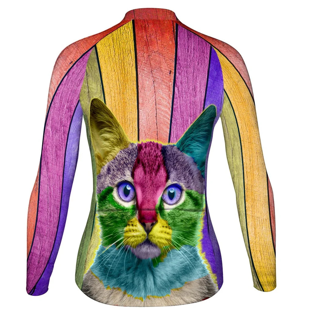 Customized Cat Women's Thermal Fleece Cycling Jersey Long Sleeve