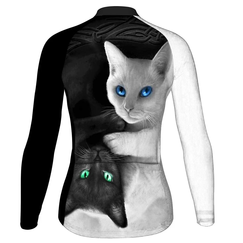 Customized Cat Women's Thermal Fleece Cycling Jersey Long Sleeve