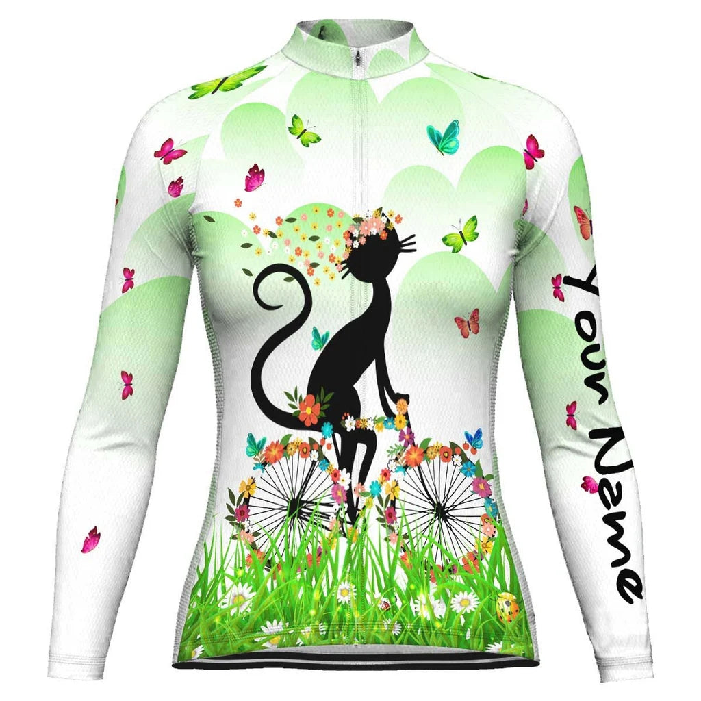 Customized Cat Women's Thermal Fleece Cycling Jersey Long Sleeve