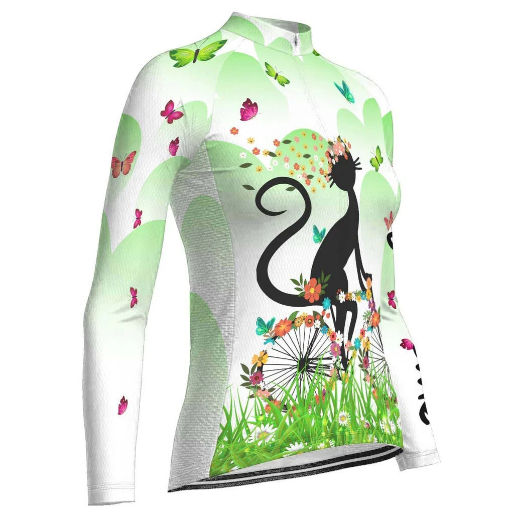 Customized Cat Women's Thermal Fleece Cycling Jersey Long Sleeve