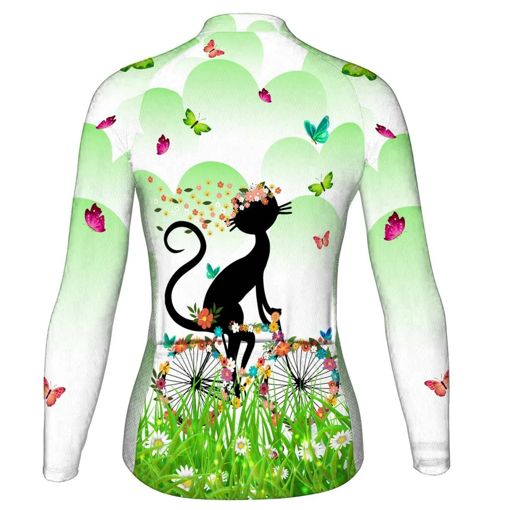 Customized Cat Women's Thermal Fleece Cycling Jersey Long Sleeve