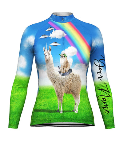 Customized Cat Women's Thermal Fleece Cycling Jersey Long Sleeve