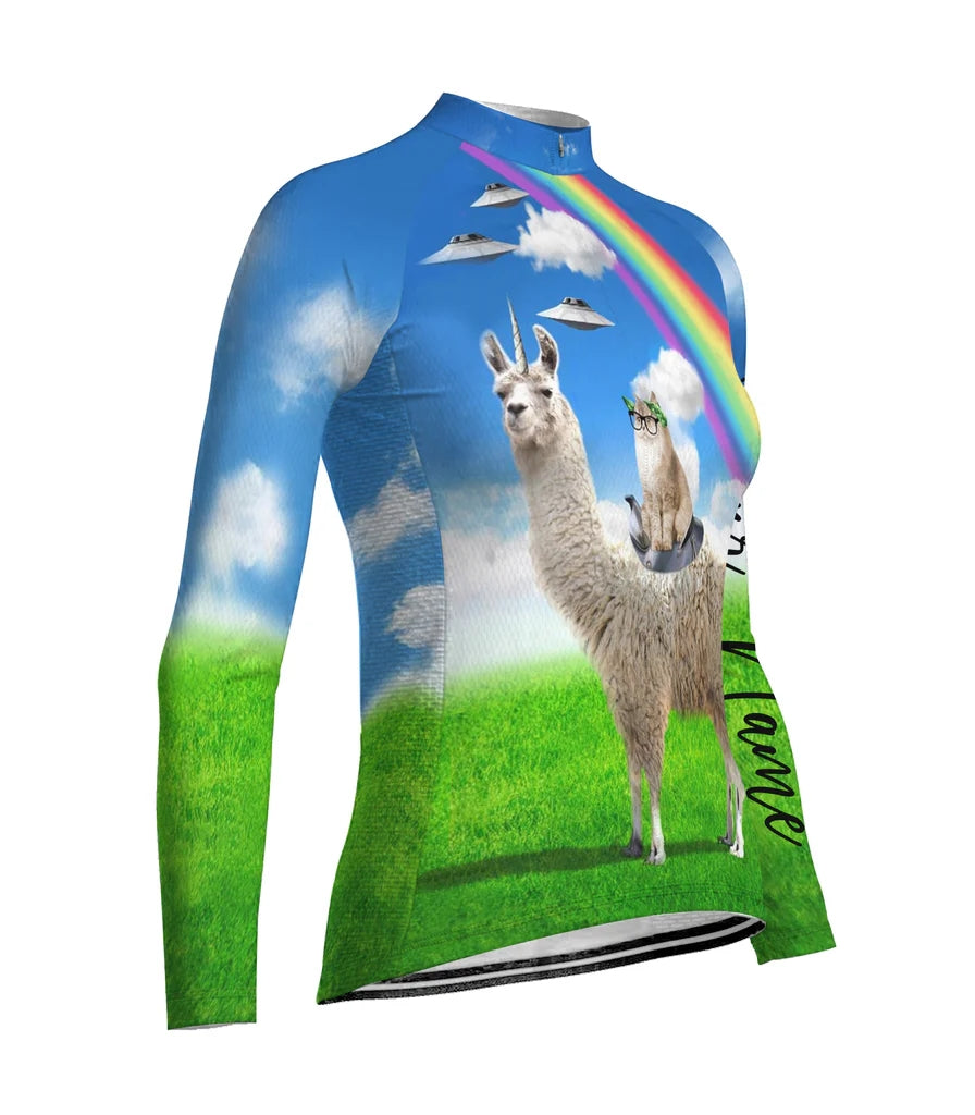 Customized Cat Women's Thermal Fleece Cycling Jersey Long Sleeve