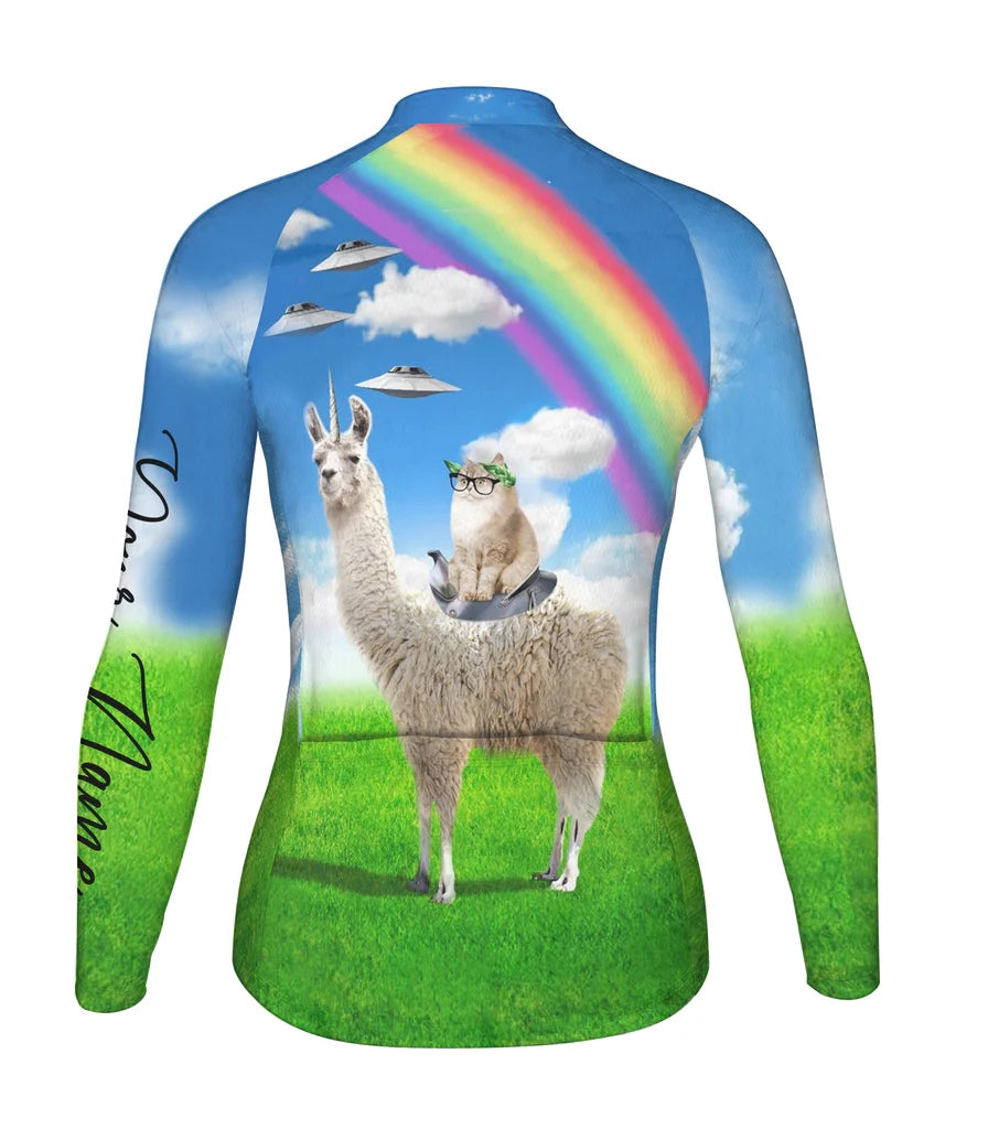 Customized Cat Women's Thermal Fleece Cycling Jersey Long Sleeve
