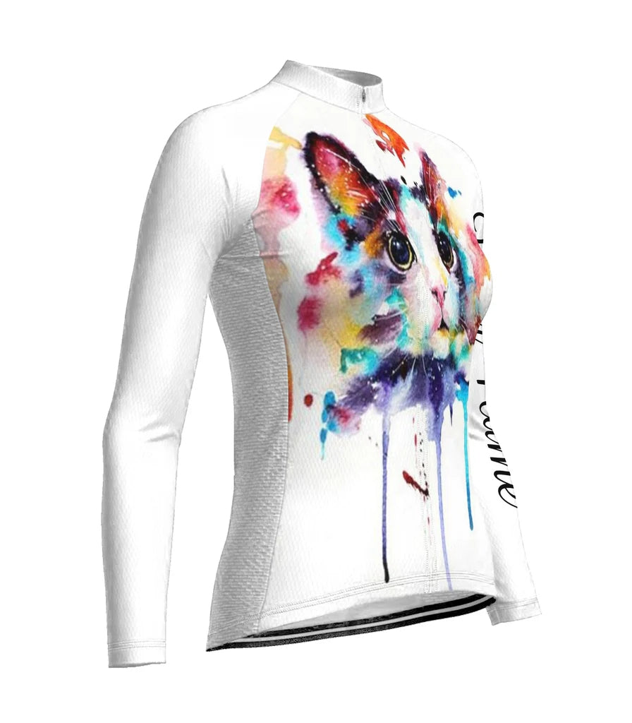 Customized Cat Women's Thermal Fleece Cycling Jersey Long Sleeve