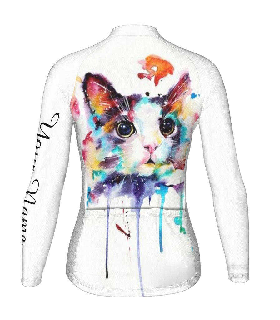 Customized Cat Women's Thermal Fleece Cycling Jersey Long Sleeve