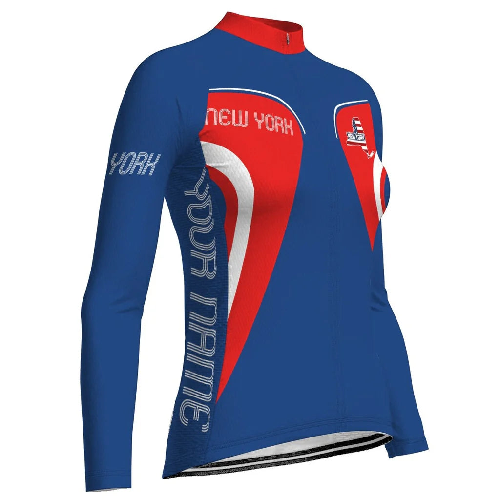 Customized New York Women's Thermal Fleece Cycling Jersey Long Sleeve