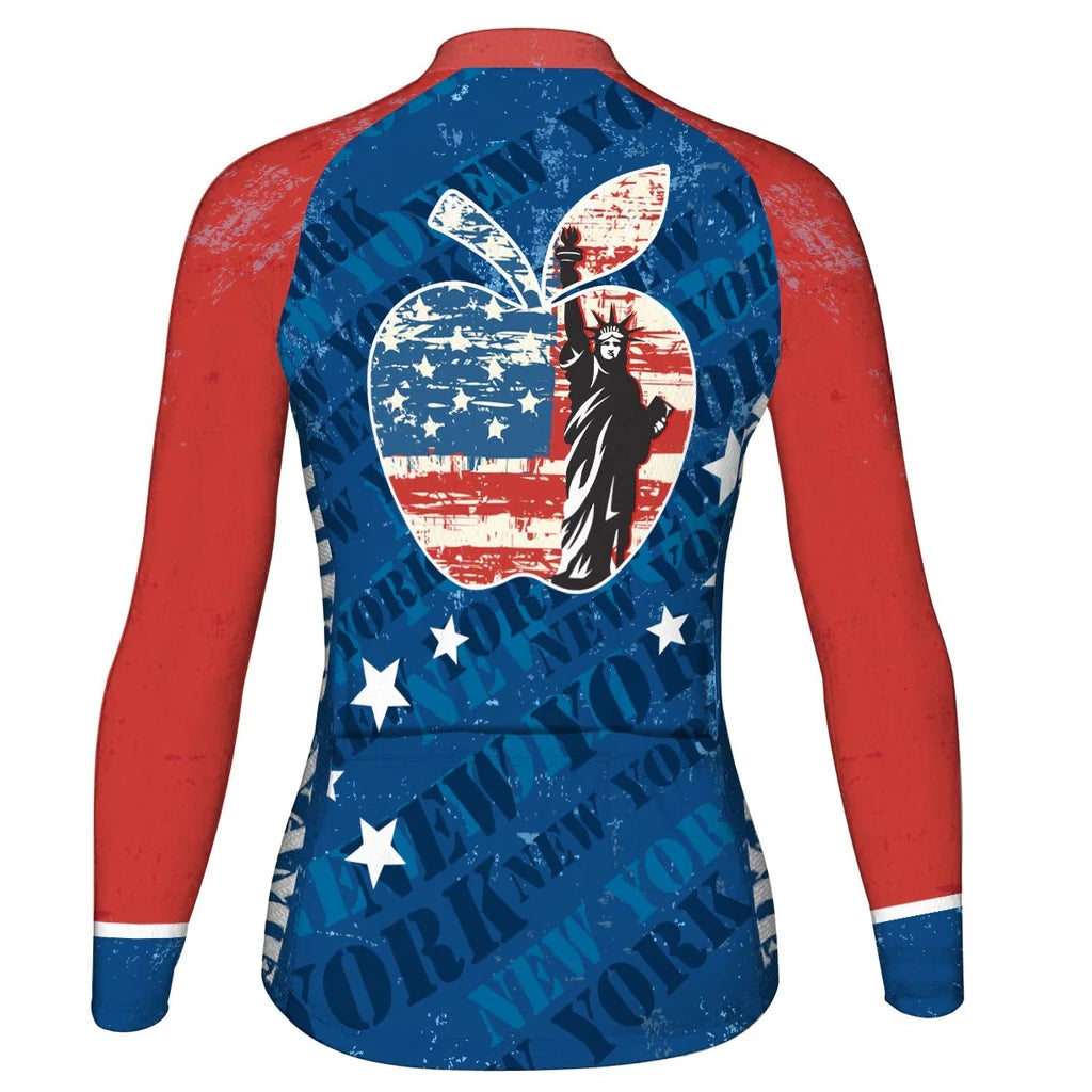 Customized New York Women's Thermal Fleece Cycling Jersey Long Sleeve