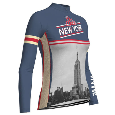 Customized New York Women's Thermal Fleece Cycling Jersey Long Sleeve