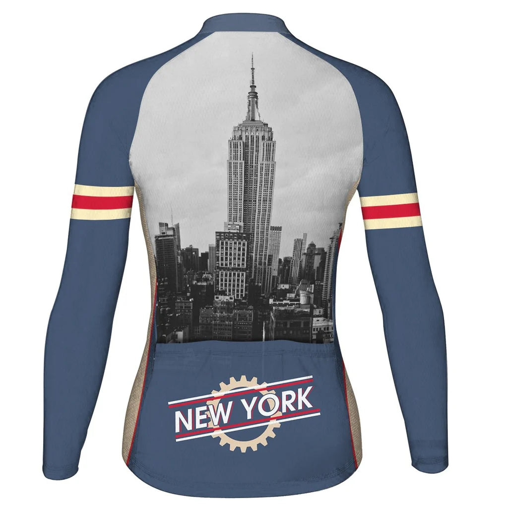 Customized New York Women's Thermal Fleece Cycling Jersey Long Sleeve