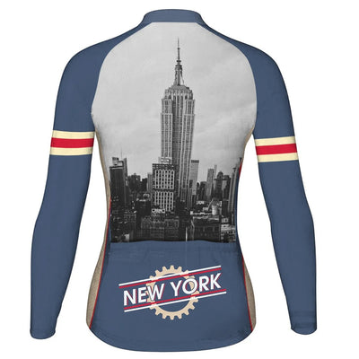 Customized New York Women's Thermal Fleece Cycling Jersey Long Sleeve
