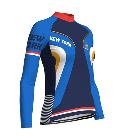Customized New York Women's Thermal Fleece Cycling Jersey Long Sleeve