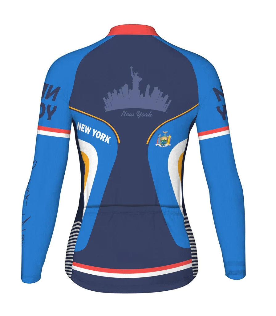 Customized New York Women's Thermal Fleece Cycling Jersey Long Sleeve
