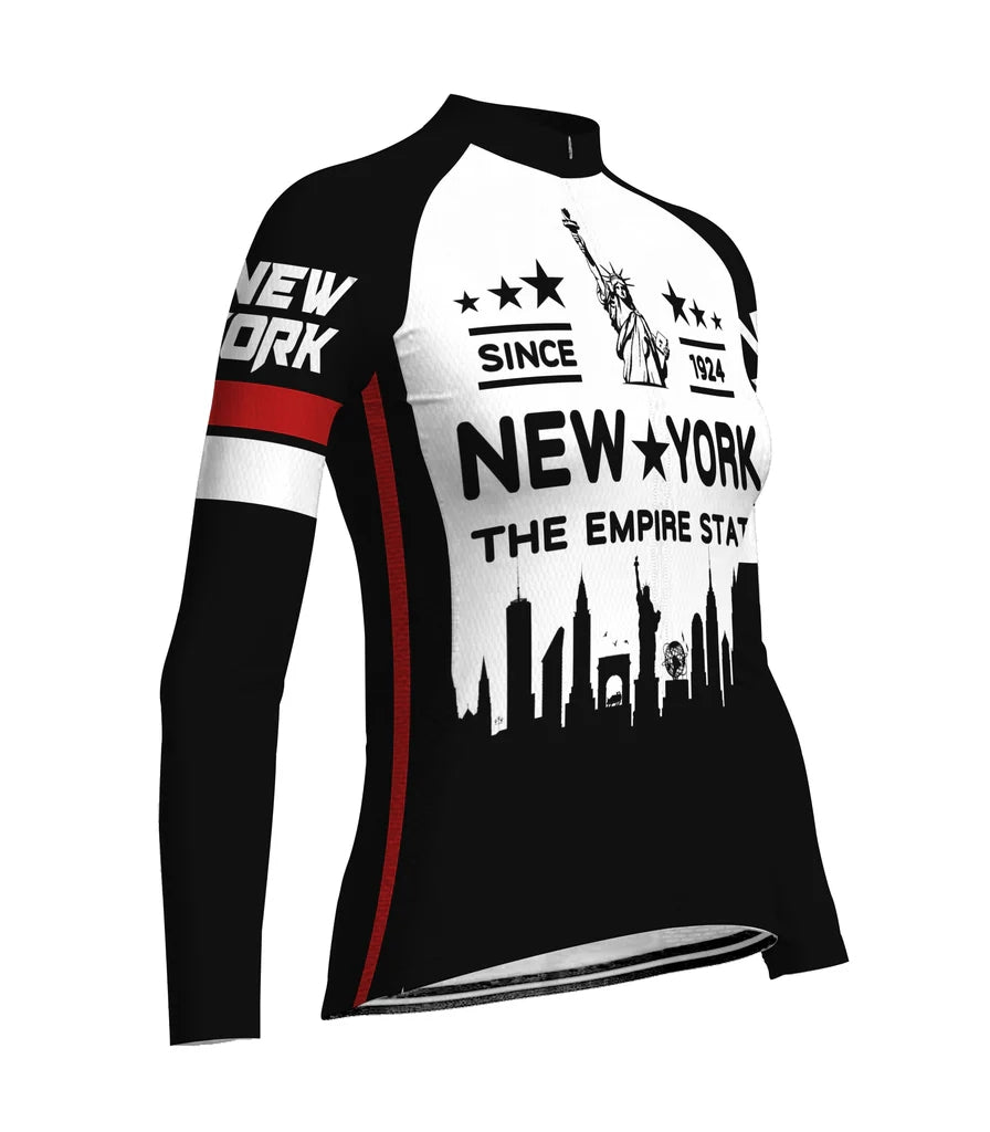 Customized New York Women's Thermal Fleece Cycling Jersey Long Sleeve
