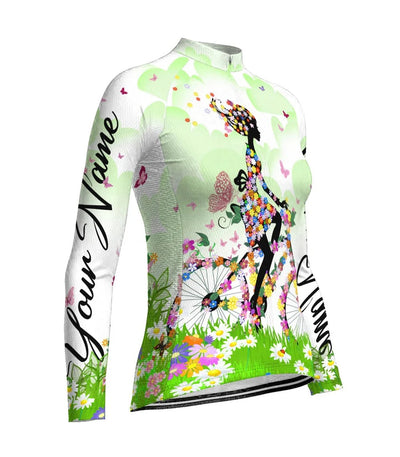 Customized Funny Women's Thermal Fleece Cycling Jersey Long Sleeve
