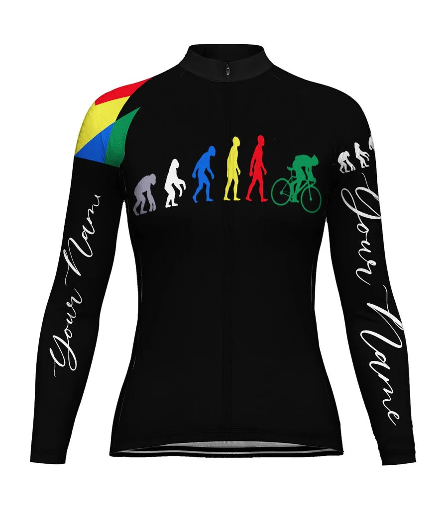 Customized Funny Women's Thermal Fleece Cycling Jersey Long Sleeve