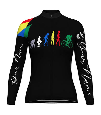Customized Funny Women's Thermal Fleece Cycling Jersey Long Sleeve
