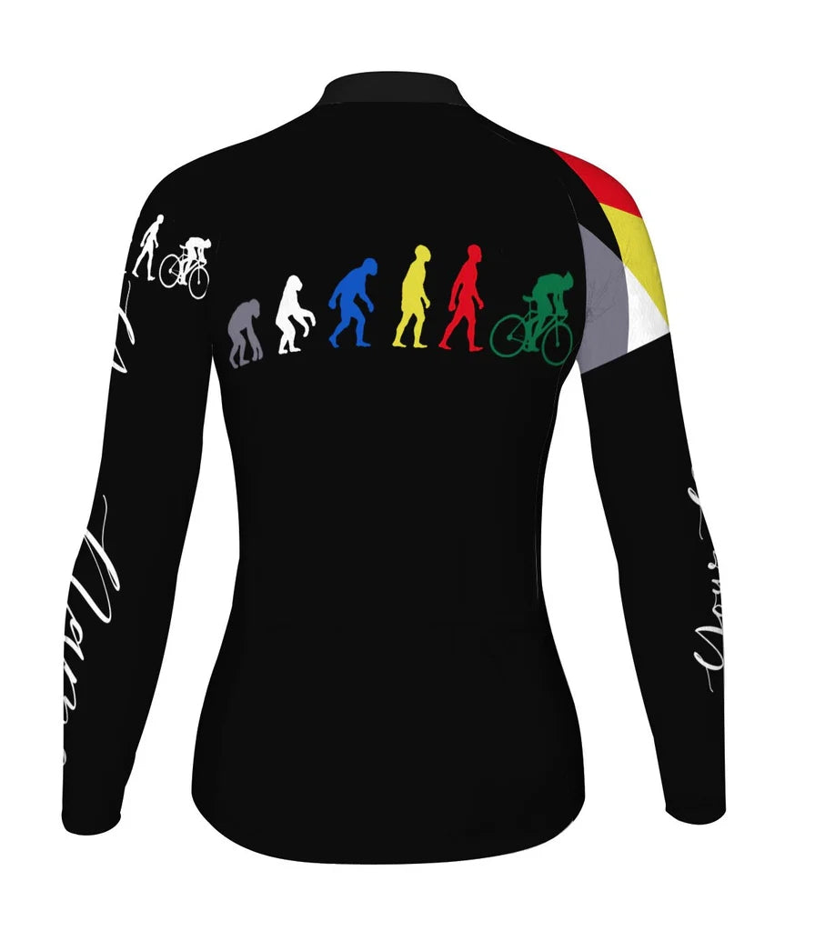 Customized Funny Women's Thermal Fleece Cycling Jersey Long Sleeve